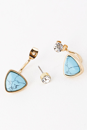 Round Triangle Stone Jewel Stud Earring 5CCG4